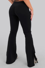 Minimal Scrunch Flared Leggings Black